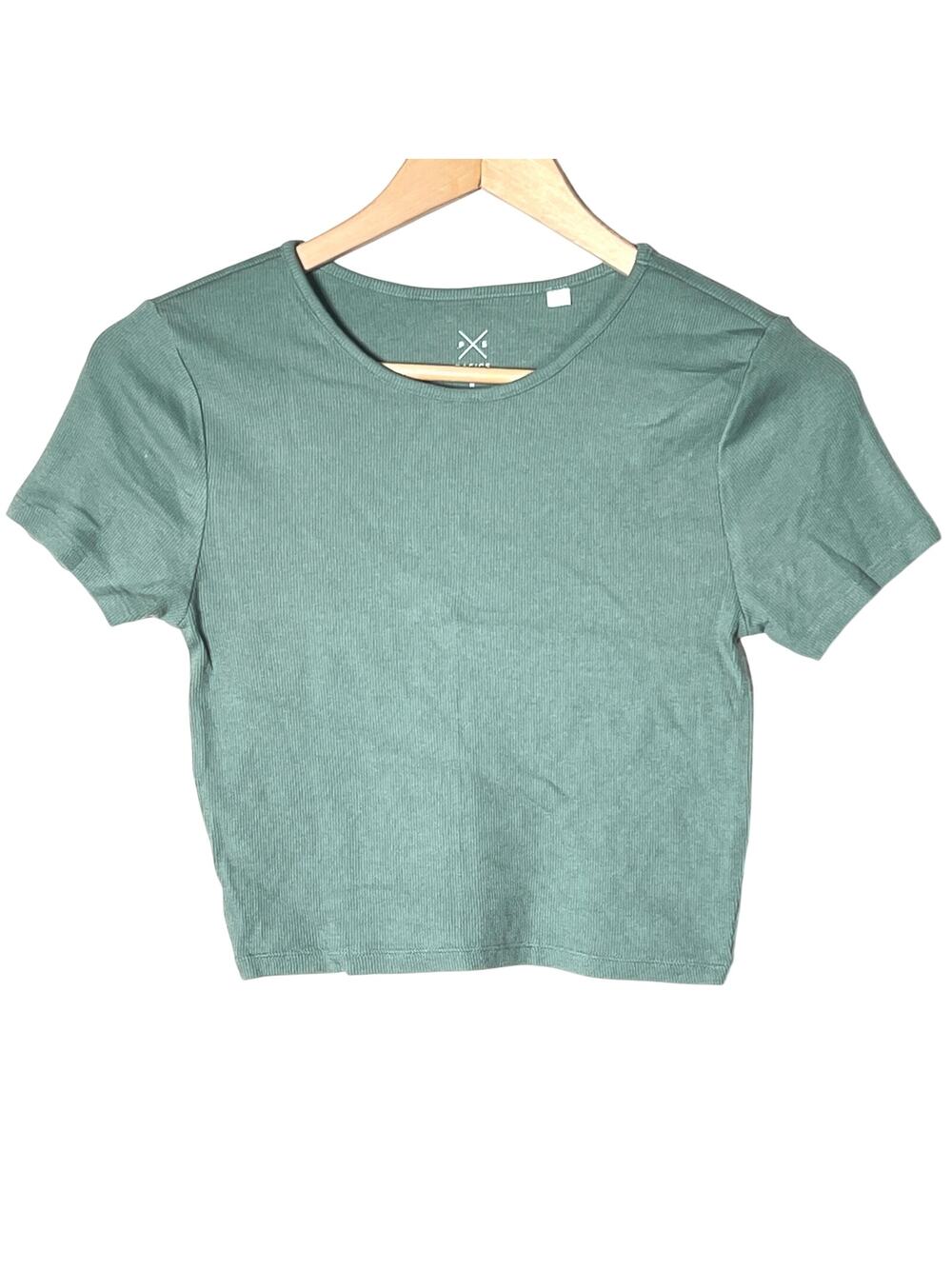 Pacsun green ribbed short sleeve cropped T-shirt top size medium  M B160